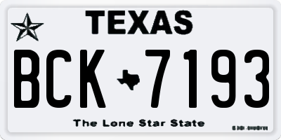 TX license plate BCK7193