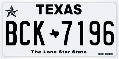 TX license plate BCK7196