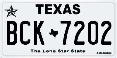 TX license plate BCK7202