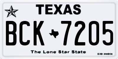 TX license plate BCK7205