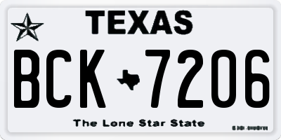 TX license plate BCK7206
