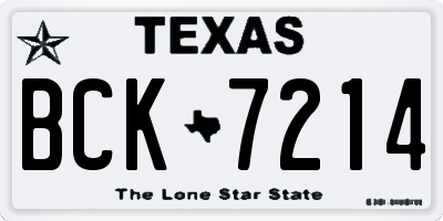 TX license plate BCK7214