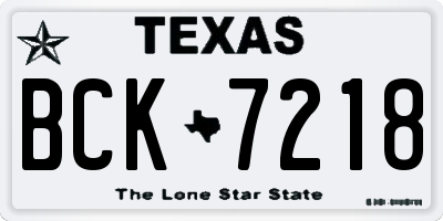 TX license plate BCK7218