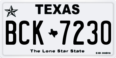 TX license plate BCK7230