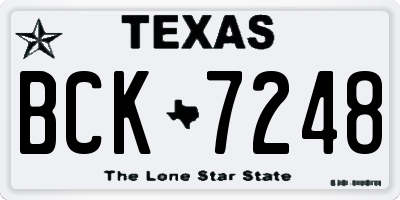 TX license plate BCK7248