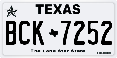 TX license plate BCK7252
