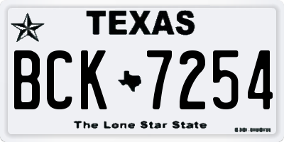 TX license plate BCK7254
