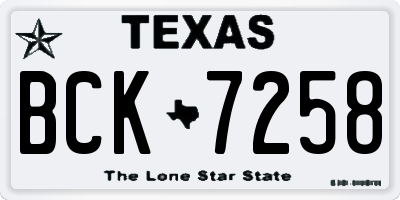 TX license plate BCK7258