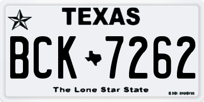 TX license plate BCK7262