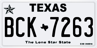 TX license plate BCK7263