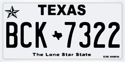 TX license plate BCK7322