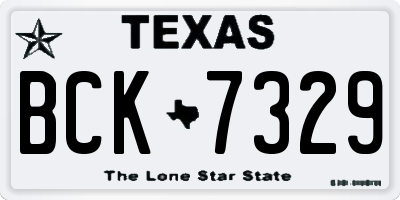 TX license plate BCK7329