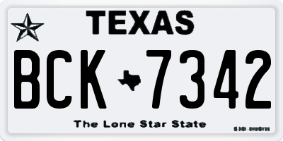 TX license plate BCK7342