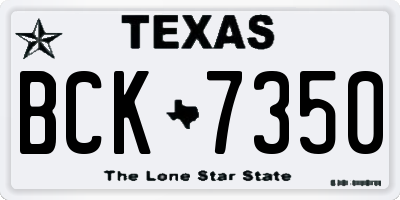 TX license plate BCK7350