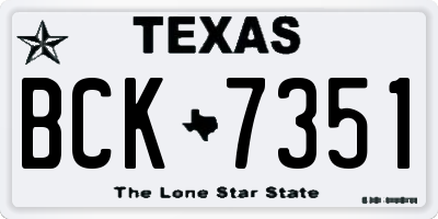 TX license plate BCK7351
