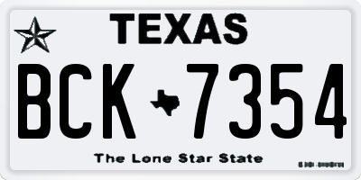TX license plate BCK7354
