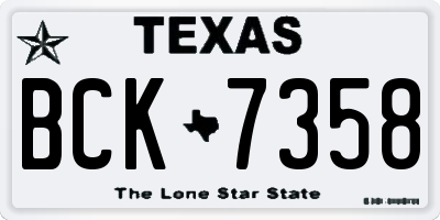 TX license plate BCK7358