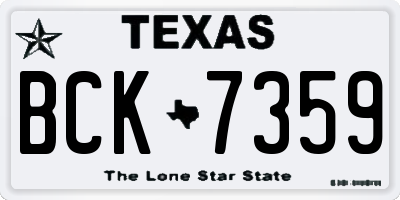 TX license plate BCK7359