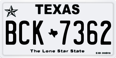 TX license plate BCK7362