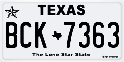 TX license plate BCK7363