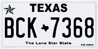 TX license plate BCK7368