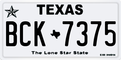TX license plate BCK7375