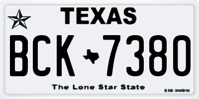 TX license plate BCK7380