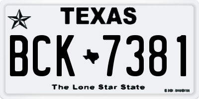 TX license plate BCK7381