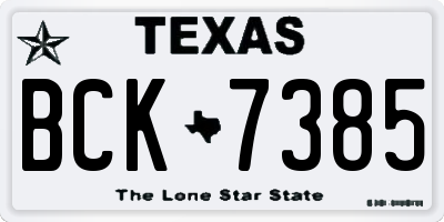 TX license plate BCK7385