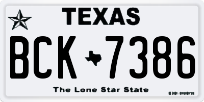 TX license plate BCK7386