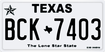 TX license plate BCK7403