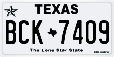 TX license plate BCK7409