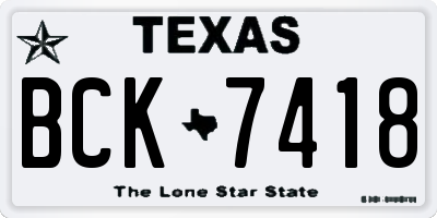 TX license plate BCK7418
