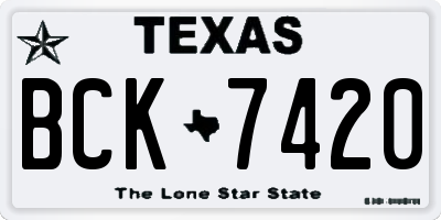 TX license plate BCK7420