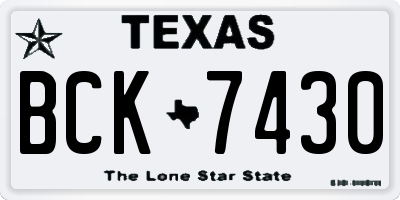 TX license plate BCK7430