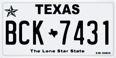 TX license plate BCK7431