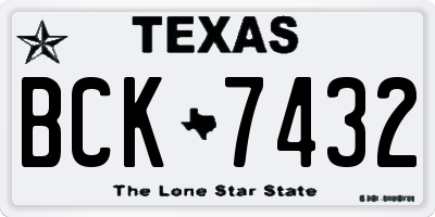 TX license plate BCK7432