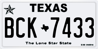 TX license plate BCK7433