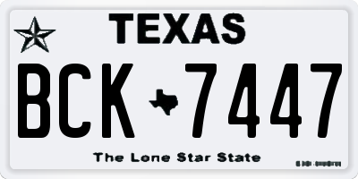 TX license plate BCK7447