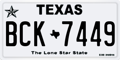 TX license plate BCK7449