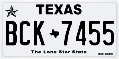 TX license plate BCK7455