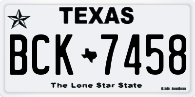 TX license plate BCK7458