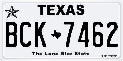 TX license plate BCK7462