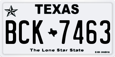 TX license plate BCK7463