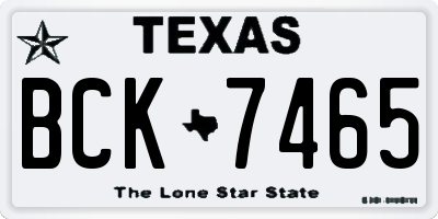TX license plate BCK7465