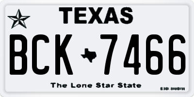 TX license plate BCK7466