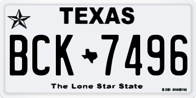 TX license plate BCK7496