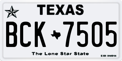 TX license plate BCK7505