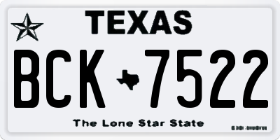 TX license plate BCK7522