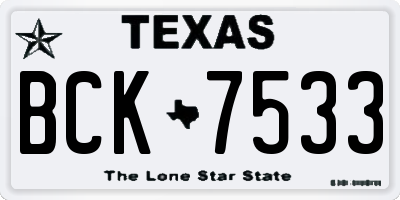 TX license plate BCK7533